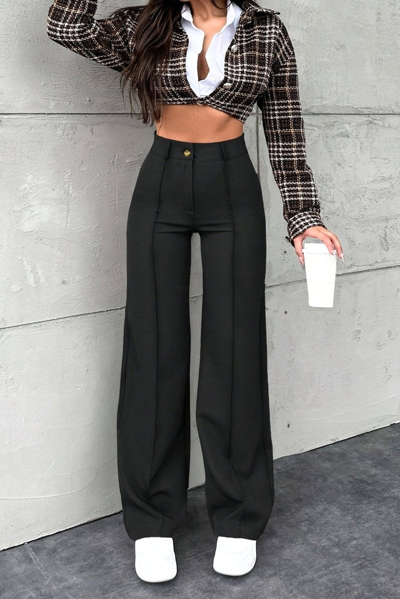 ZALERIA – Solid Color Elegant Straight-Leg Pants
