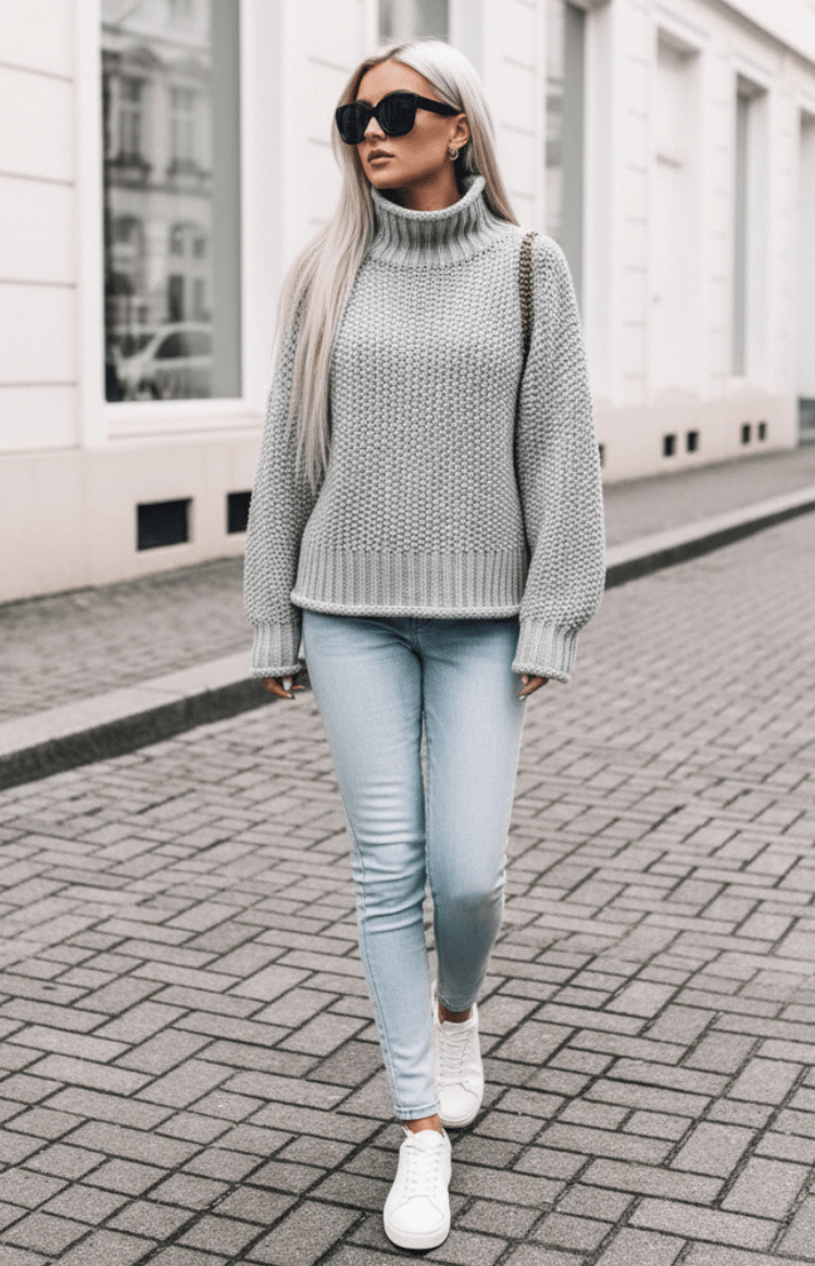 WARMÉE – Cozy Oversized Chunky Knit Turtleneck Sweater for Relaxed Winter Style
