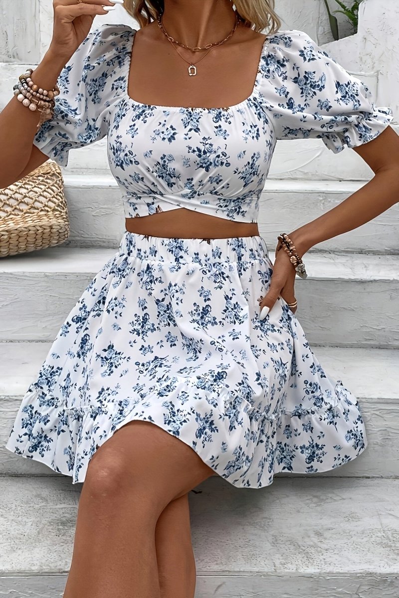 Rosalie – Feminine Puff Sleeve Two-Piece Set