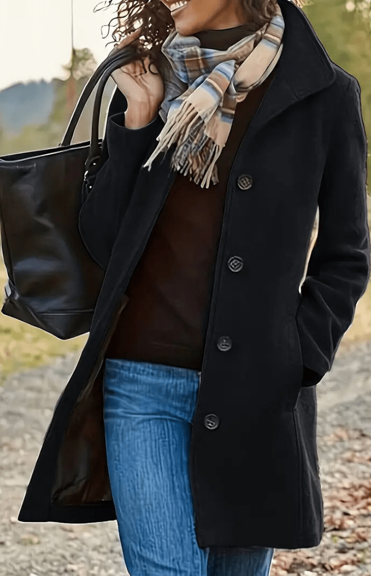 ARCTICART – Stylish Women’s Mid-Length Winter Coat with Utility Pockets & Buttons