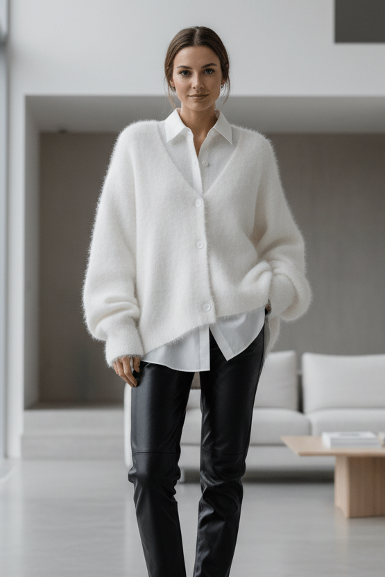 ELLAWEAR – Women’s Loose-Fit Cashmere Knit Cardigan for Timeless Comfort