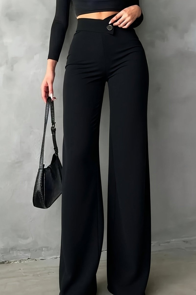 HADRIANNA – Modern Black High-Waist Trousers