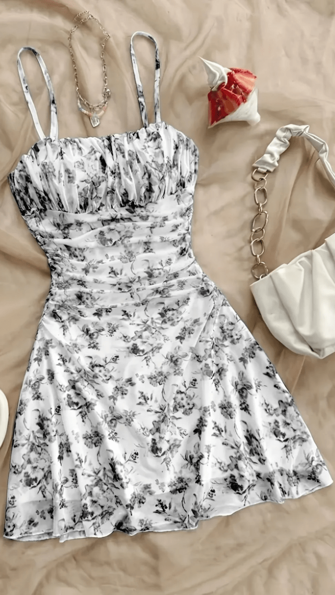 BRISÉA - Women’s Floral Halter Fit and Flare Mini Dress