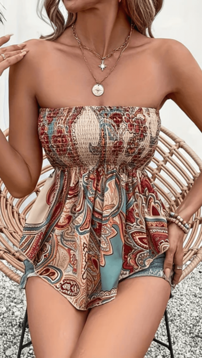 AZALÉRA - Women’s Paisley Shirred Bandeau Top