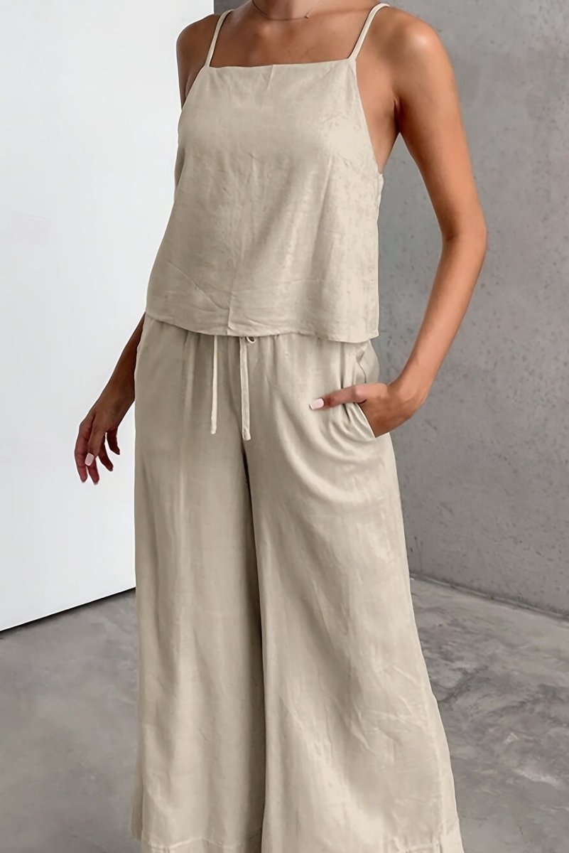MYLENA – Sleeveless Linen Cami & Drawstring Pants