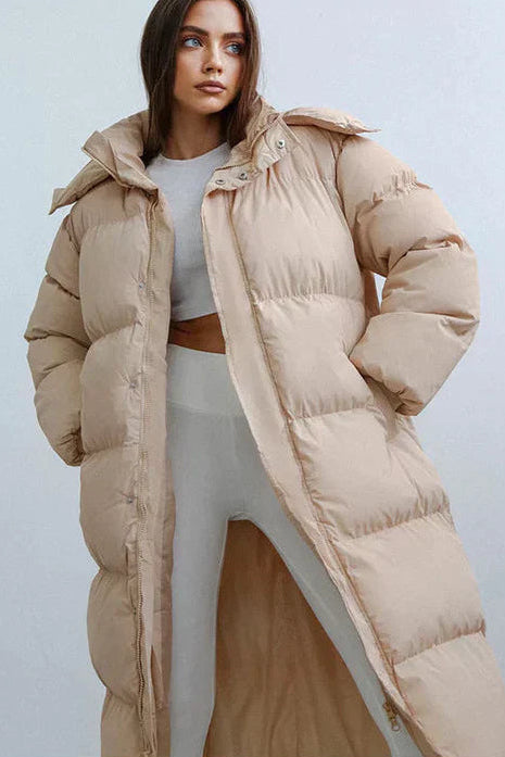 POLARLINE – Women's Winter Hooded Long Puffer Coat with Full-Length Insulation