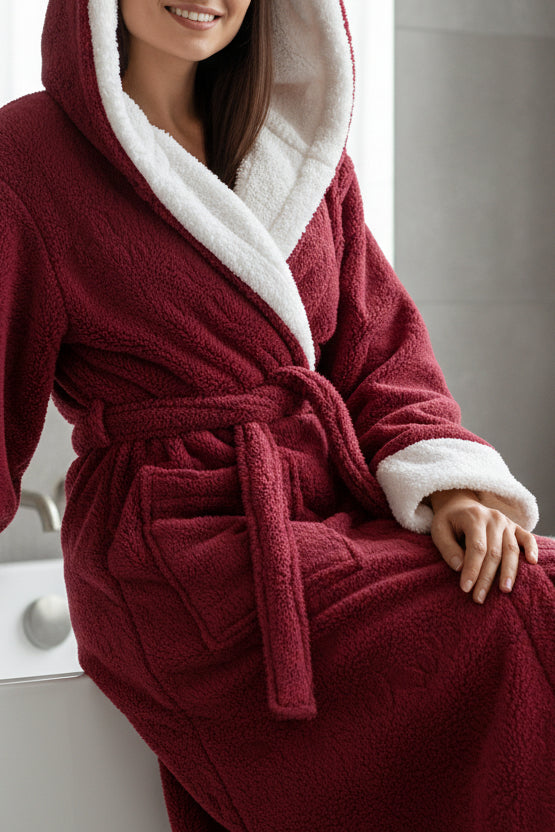 Cozy Fleece Teddy Jacket for Women with Hood, Belt, and Pockets 6