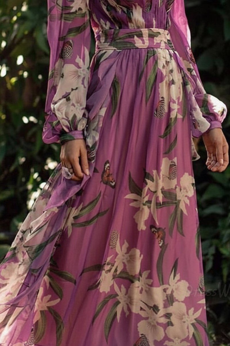 Elegant Purple Maxi Dress - Womens Summer Wedding Guest Dress with V-Neck Design 4
