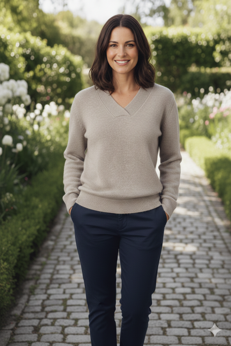 VEELOFT – Elegant Oversized Women’s V-Neck Sweater with Soft Knit Comfort