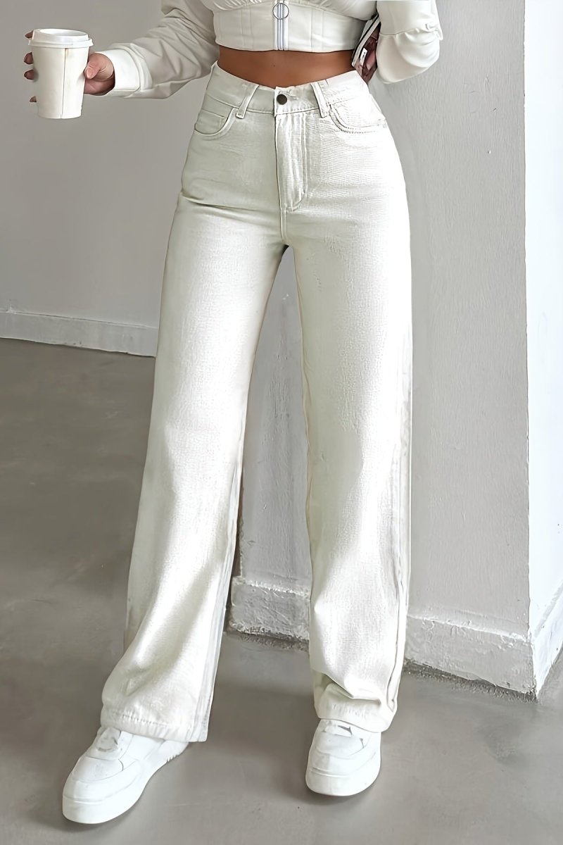 KARLY – White Stretch Straight-Leg Jeans