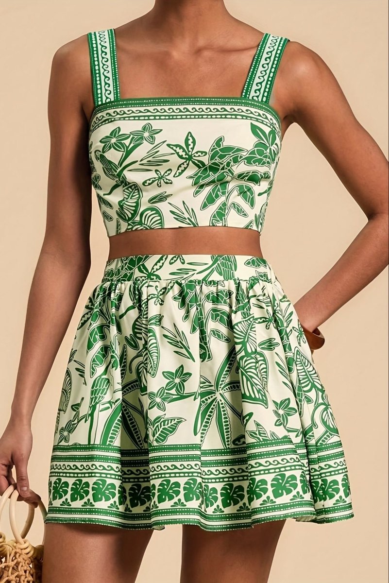 Leilani – Tropical Cami & Color Match Skirt