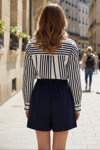 BLAKELY – Spring Stripe Shirt & Pleated Skirt Duo