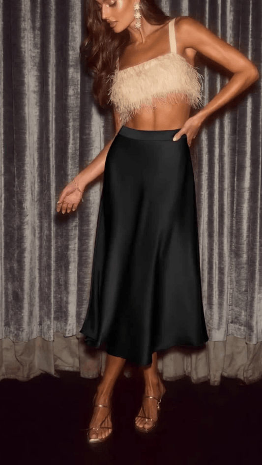 ELVÉRA - Satin Flow Midi Skirt