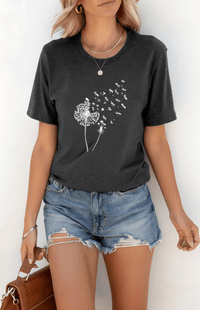 ZORELLA – Dandelion Print Crew Neck T-Shirt in Soft Cotton