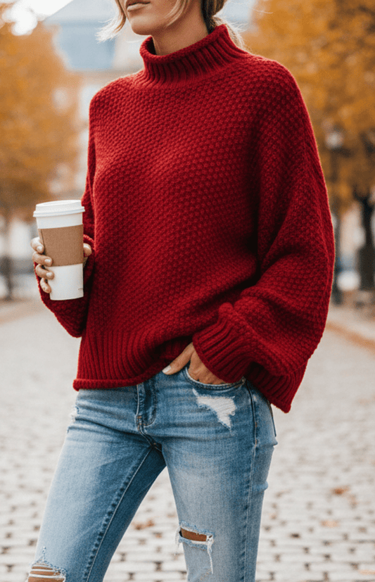 WARMÉE – Cozy Oversized Chunky Knit Turtleneck Sweater for Relaxed Winter Style