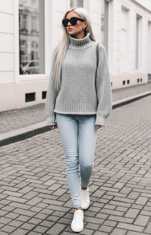 WARMÉE – Cozy Oversized Chunky Knit Turtleneck Sweater for Relaxed Winter Style