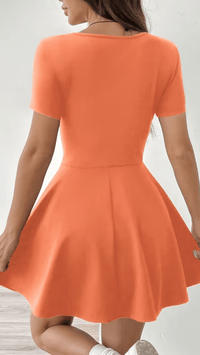 SOLÉNZA - Women’s Square Neck Fit and Flare Mini Dress