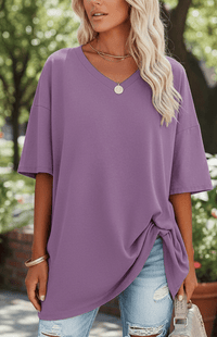 ALVESSA – Elegant Casual V-Neck T-Shirt, Soft & Breathable Fabric