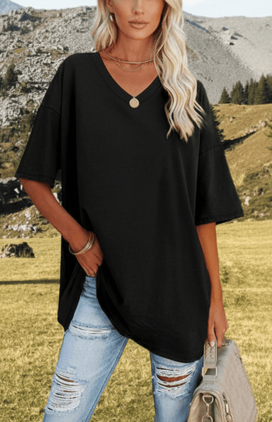 ALVESSA – Elegant Casual V-Neck T-Shirt, Soft & Breathable Fabric
