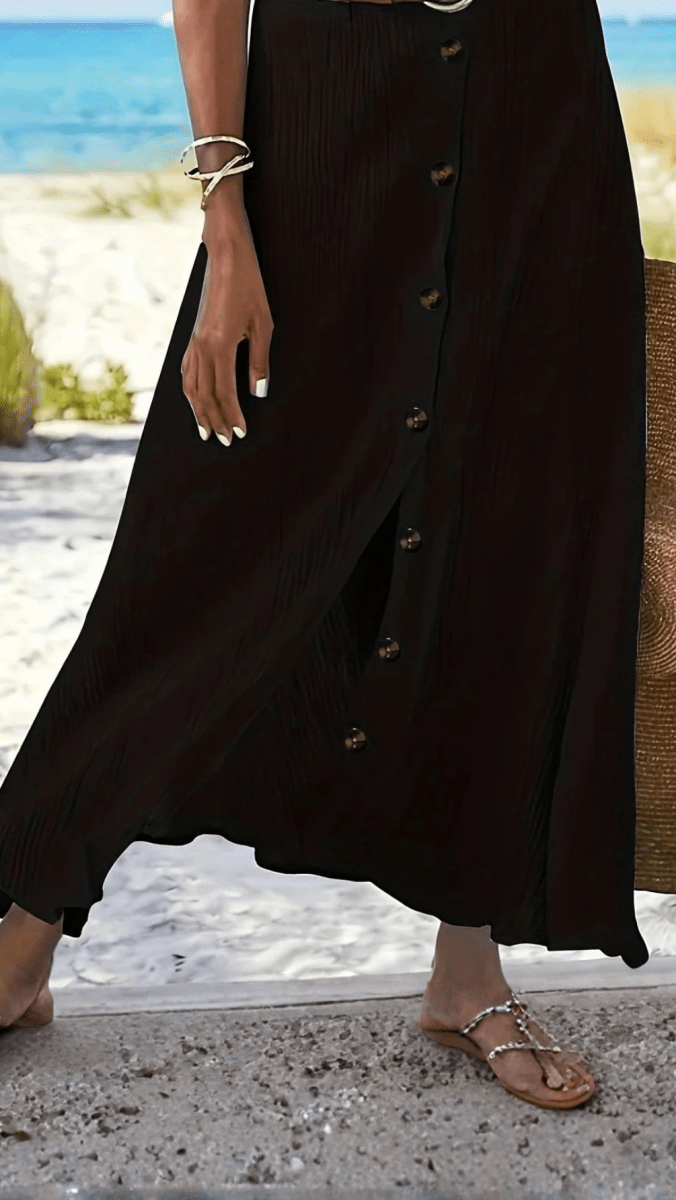 SERAPHINE - Button Front Flow Midi Skirt