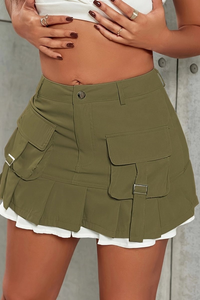 Oria – Sleek Solid Cargo Skirt with Minimalist Profile