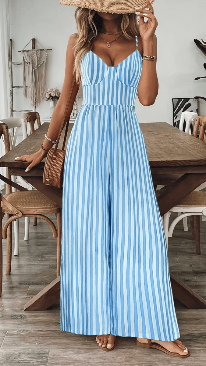 MARISSA - Striped Wide Leg Jumpsuit