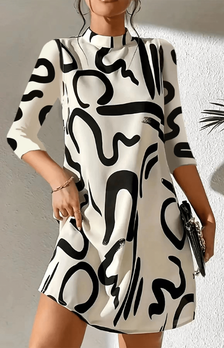 ALÉNOVA – Women’s Trendy Print Dress with 3/4 Sleeves and Easy Everyday Fit