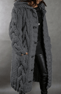 WARMÉA – Chic Oversized Cable Knit Cardigan with Front Buttons for Women