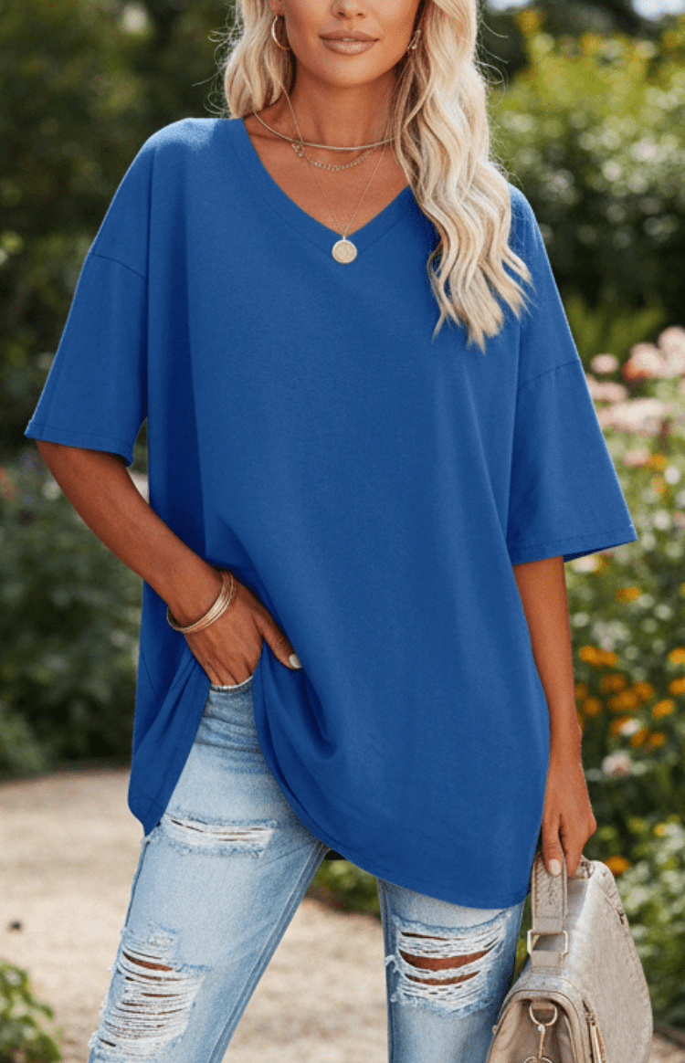 ALVESSA – Elegant Casual V-Neck T-Shirt, Soft & Breathable Fabric