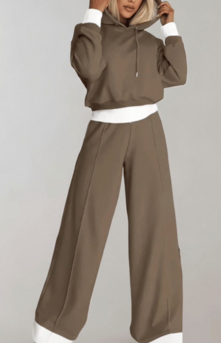 COMFYSUE – Cozy Women's Hoodie and Drawstring Pants Tracksuit Set for Casual Wear