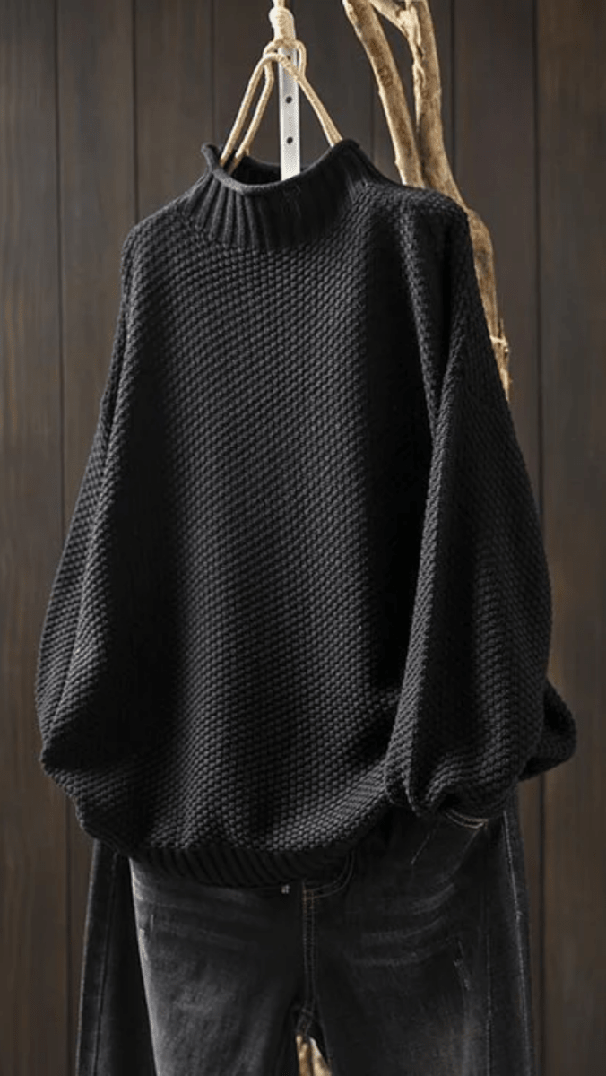 SERENA - Textured High Neck Knit Sweater