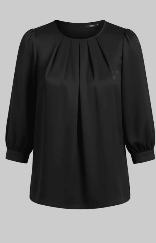 LUMASILK – Elegant Satin Blouse Pleated Design Chic Versatile Fit