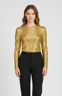 SHIMMERIA – Elegant Sparkling Evening Top with Dramatic Sleeves
