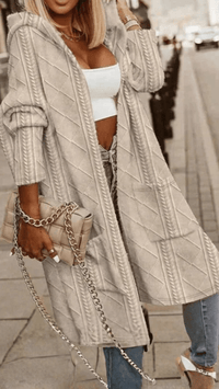 MAELYN - Long Hooded Knit Cardigan