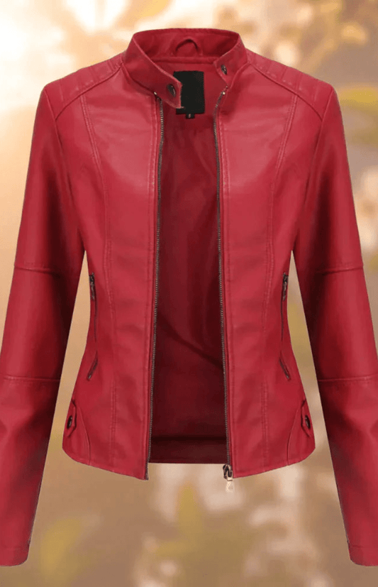 AURAEDGE – Stylish Women’s Leather Jacket Structured Fit Full Zip