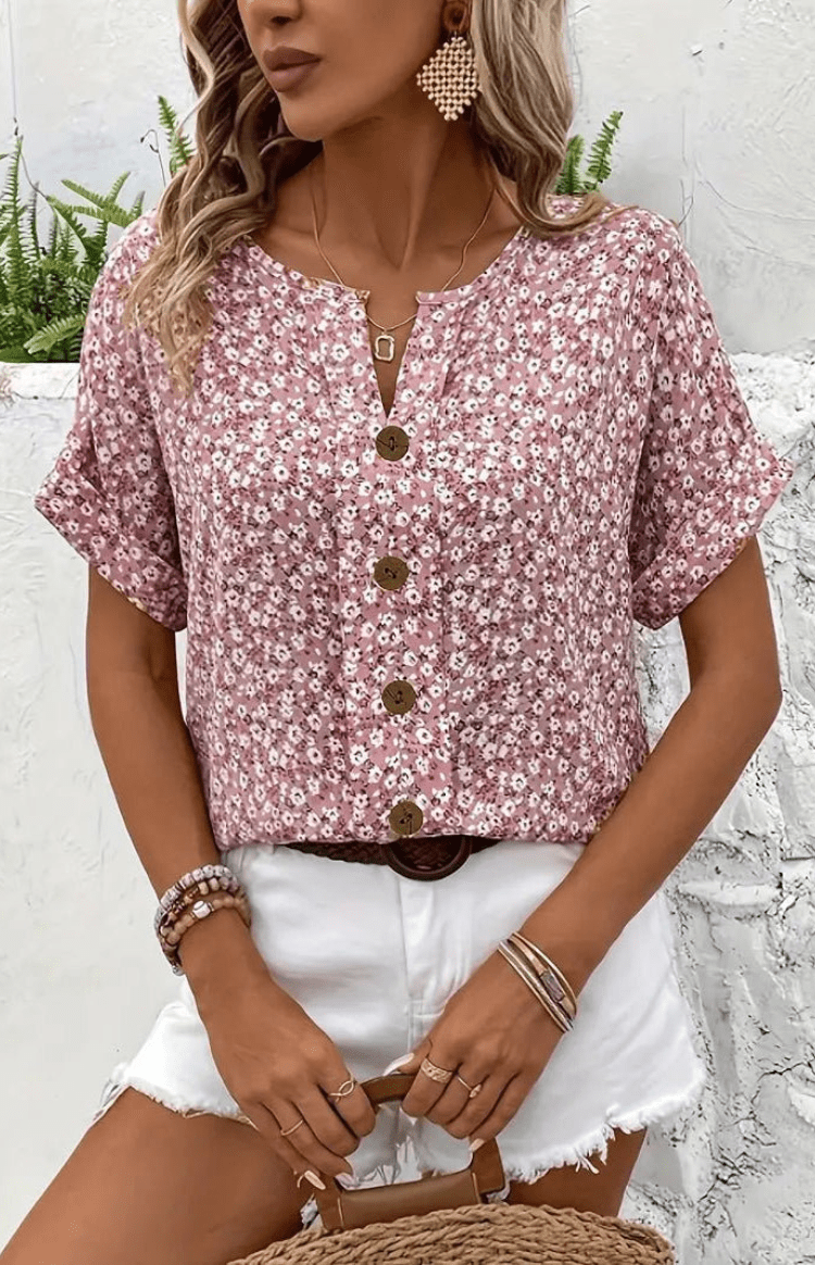 BLOSSÉRA – Women’s Floral Summer Blouse with Soft Lightweight Drape
