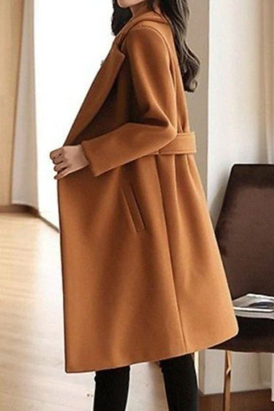 Lumi – Elegant One-Button Coat with Belted Waist