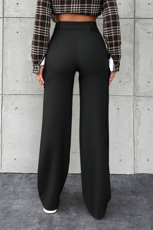 ZALERIA – Solid Color Elegant Straight-Leg Pants