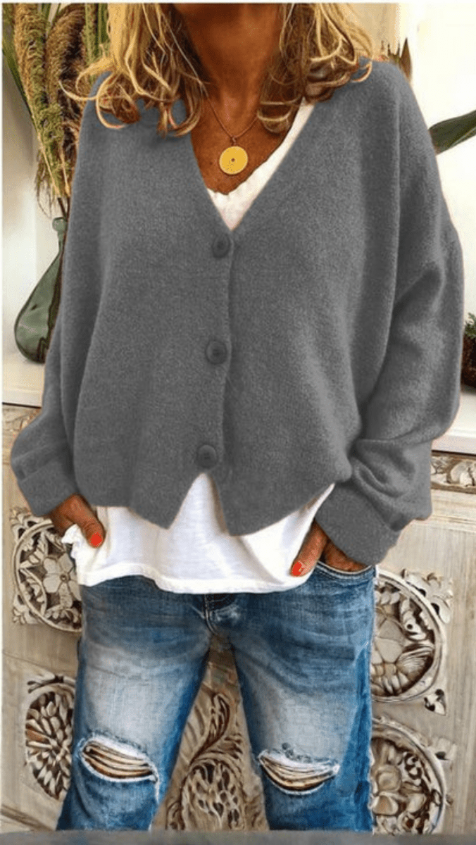 VARENA - Soft Knit Button Cardigan