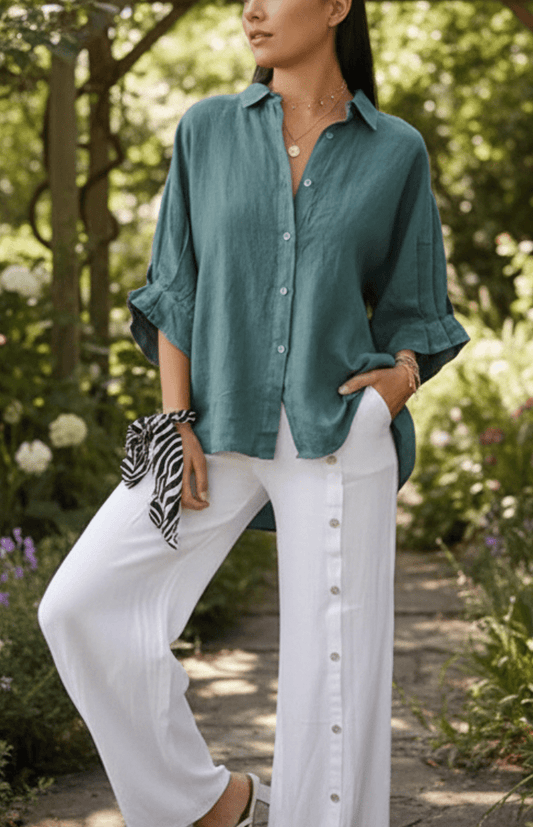 VIVIDLUXE – Chic Cropped Satin Blouse Puff Sleeves Versatile Boxy Fit