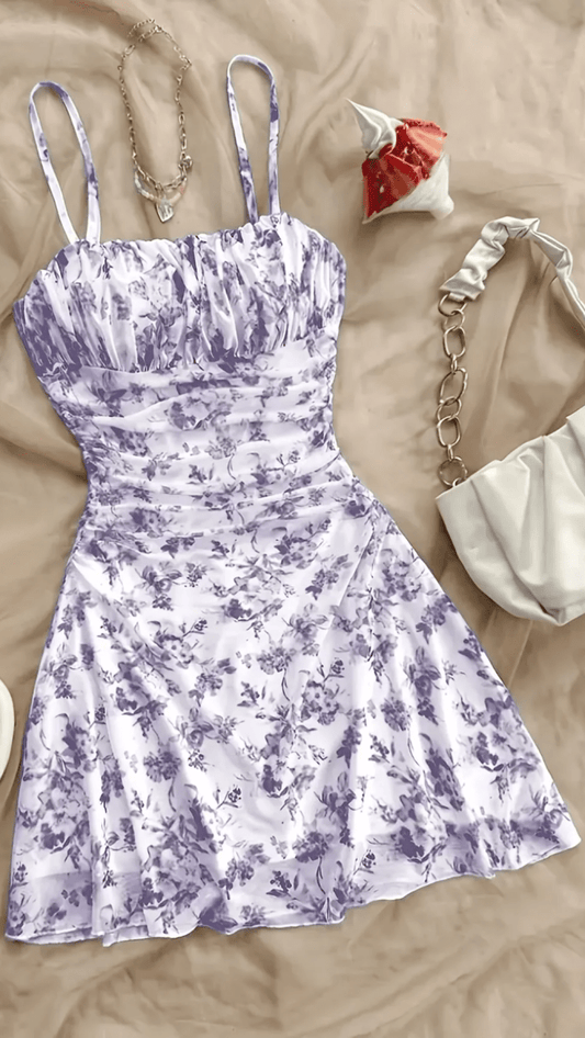 BRISÉA - Women’s Floral Halter Fit and Flare Mini Dress