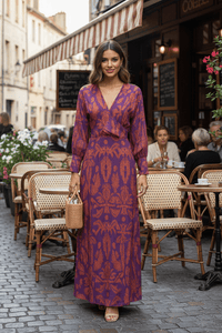 VIVIDERA – Women's Knotted Summer Maxi Dress Elegant V-Neck Cocktail Gown