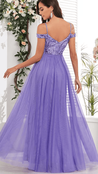 AURELLÉA - Women’s Off-Shoulder V-Neck Tulle Ball Gown