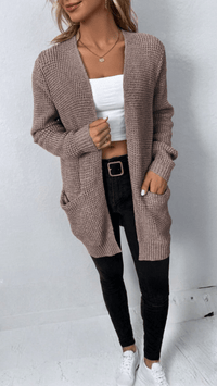 AMALIE - Open Front Knit Longline Cardigan