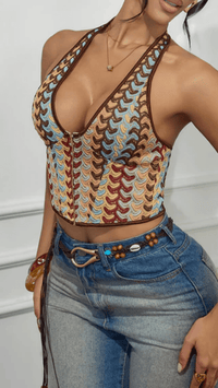 SCALÉRIA - Y2K Color Block Lace Up Corset Top