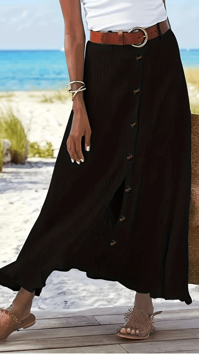 SERAPHINE - Button Front Flow Midi Skirt