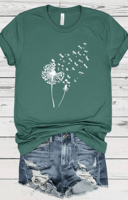ZORELLA – Dandelion Print Crew Neck T-Shirt in Soft Cotton