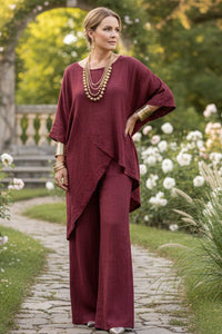 BRYNLEE – Plus Size Round Neck Linen Loose Two-Piece