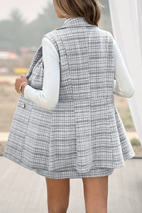 Hailey – Button Front Plaid Skirt Set