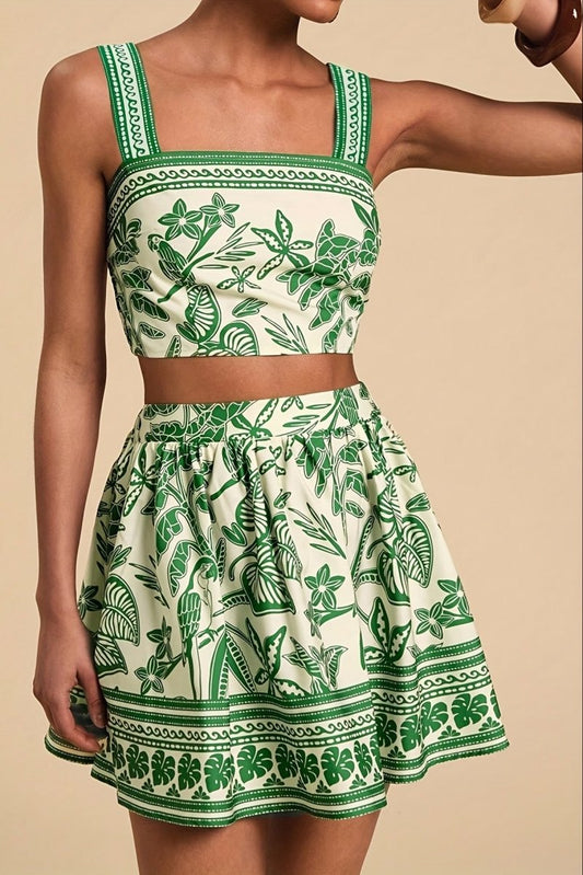 Leilani – Tropical Cami & Color Match Skirt
